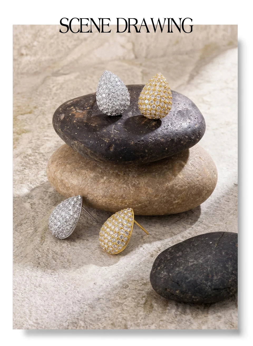 Cubic Zirconia Earrings — Gold-Plated Stainless Steel with Cubic Zirconia · PS1165