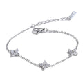 Cubic Zirconia Flower Chain Bracelet — Gold-Plated Stainless Steel with Cubic Zirconia · PS1539
