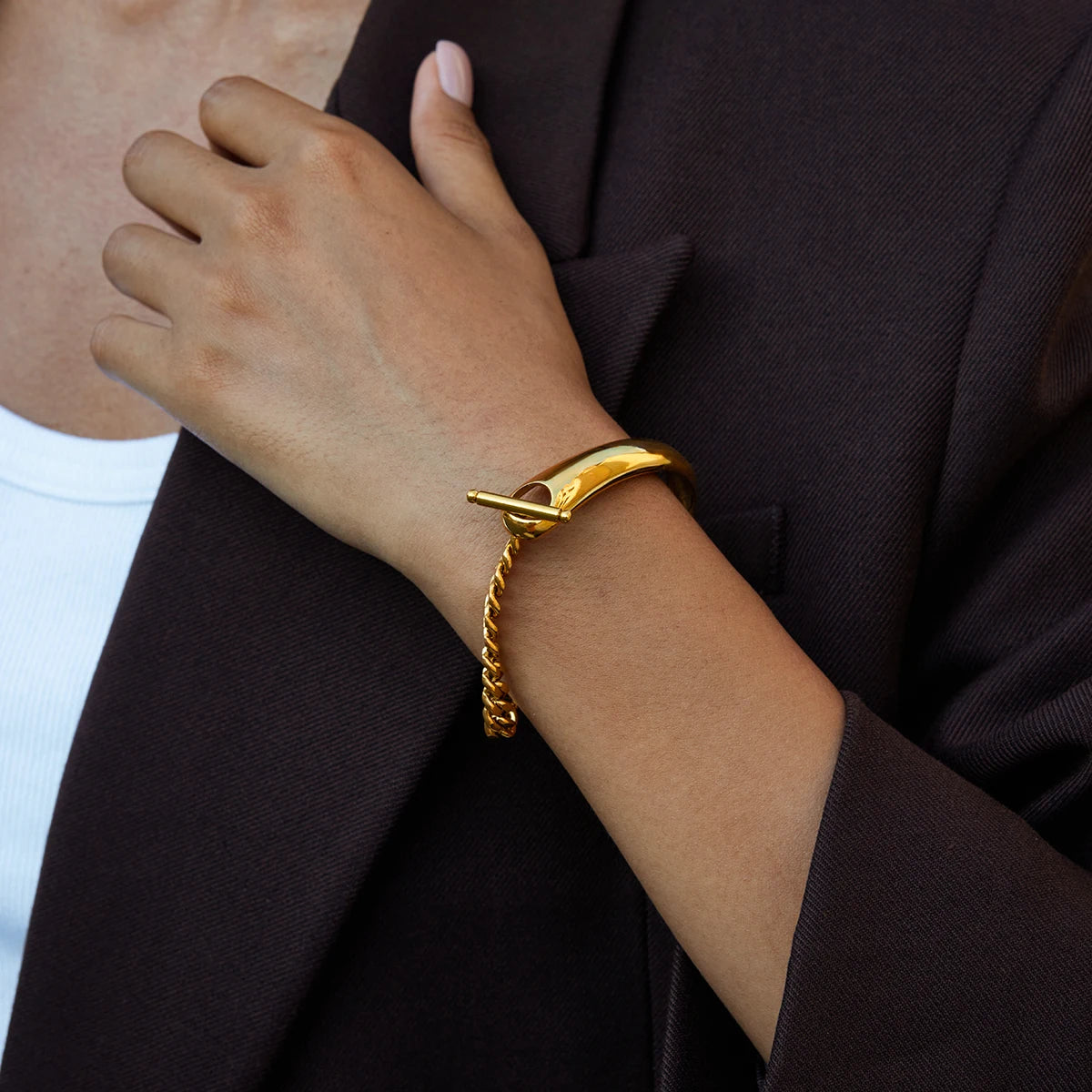 Toggle Chain Cuff Bracelet — Stainless Steel · PS046