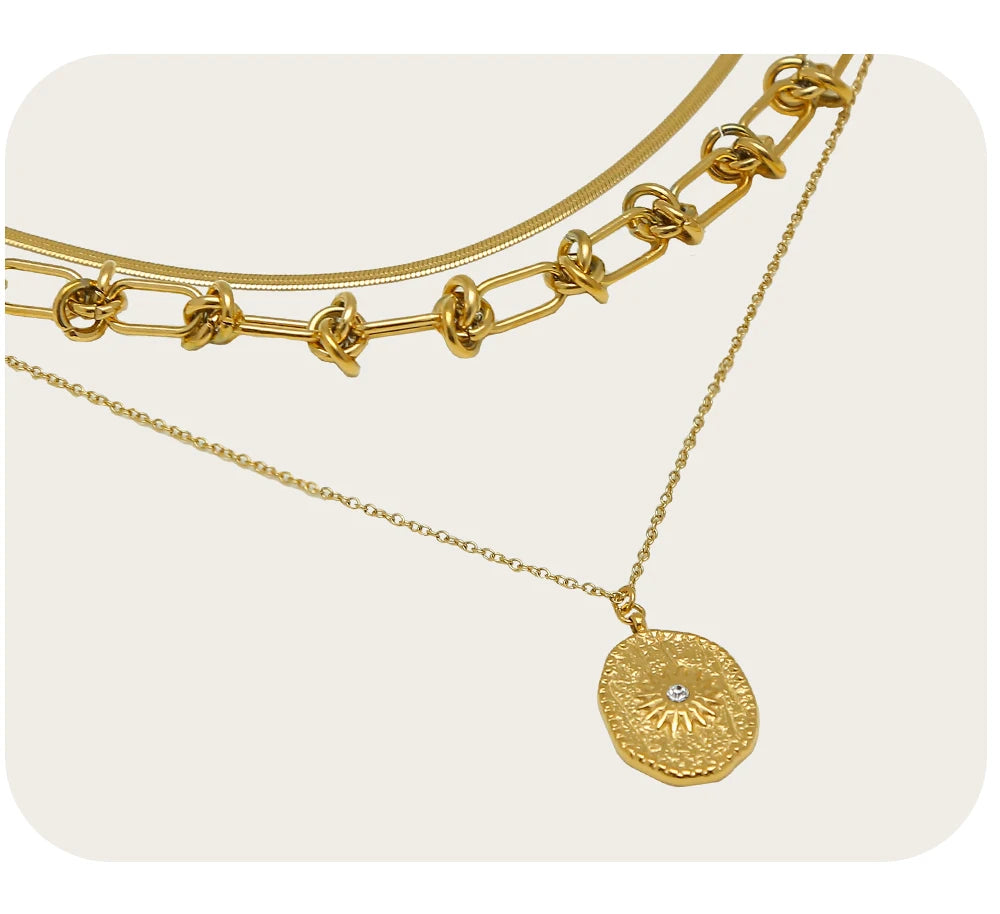 Vintage Chain Snake Chain Choker Layered Necklace — 316L Stainless Steel · PS408