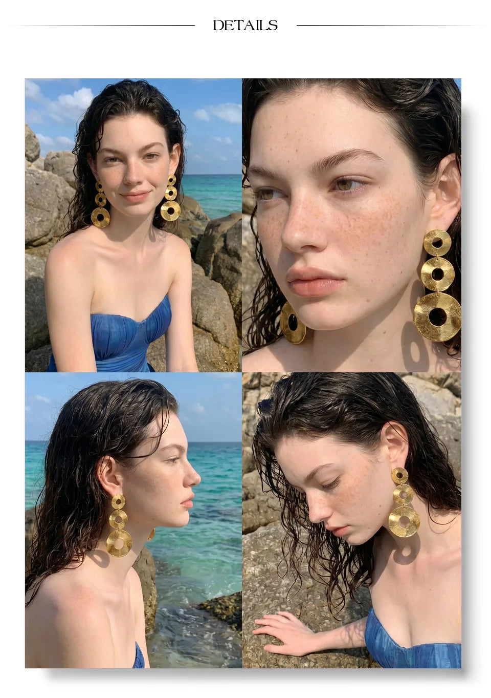 Geometric earrings in gold-plated stainless steel.
