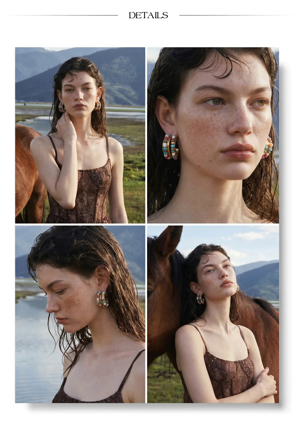 Pearl crystal natural stone earrings in gold-plated stainless steel with pearl and natural stone.