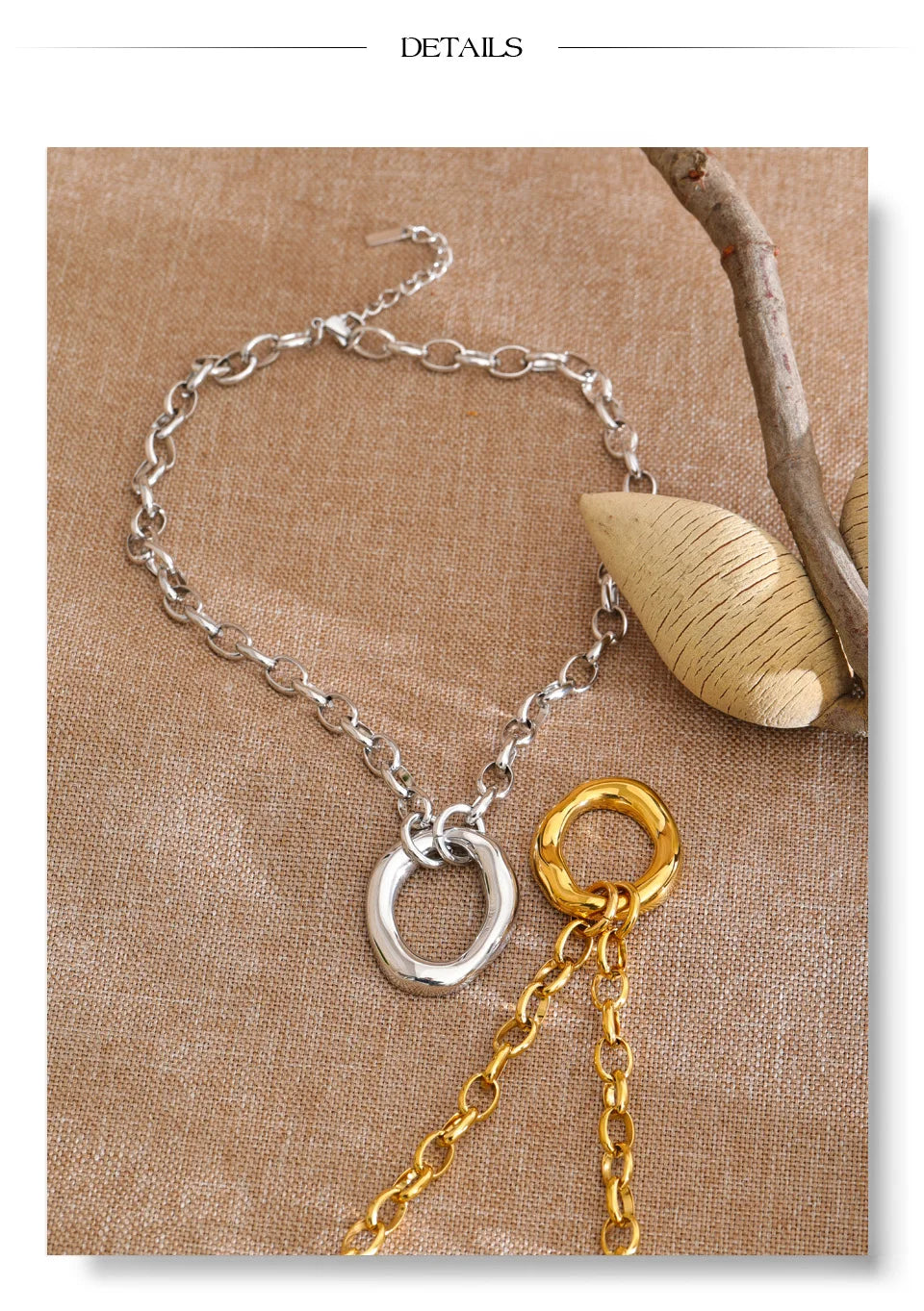 Coin geometric necklace in gold-plated stainless steel.