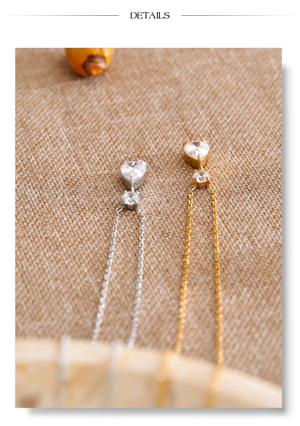 Cubic zirconia necklace in gold-plated stainless steel with cubic zirconia.