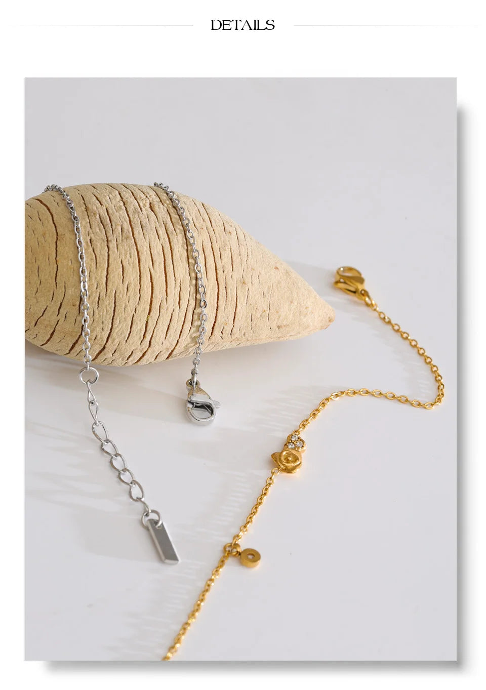 Cubic Zirconia Chain Bracelet — Gold-Plated Stainless Steel with Cubic Zirconia · PS1125