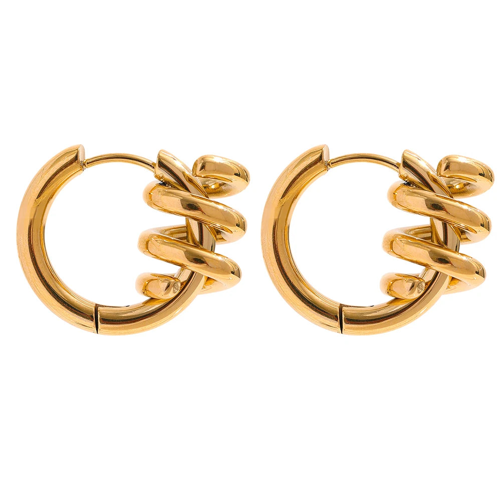 Geometric earrings in gold-plated stainless steel.