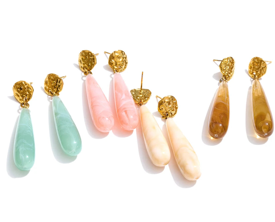 Resin Earrings — Gold-Plated Stainless Steel with Resin · PS2310