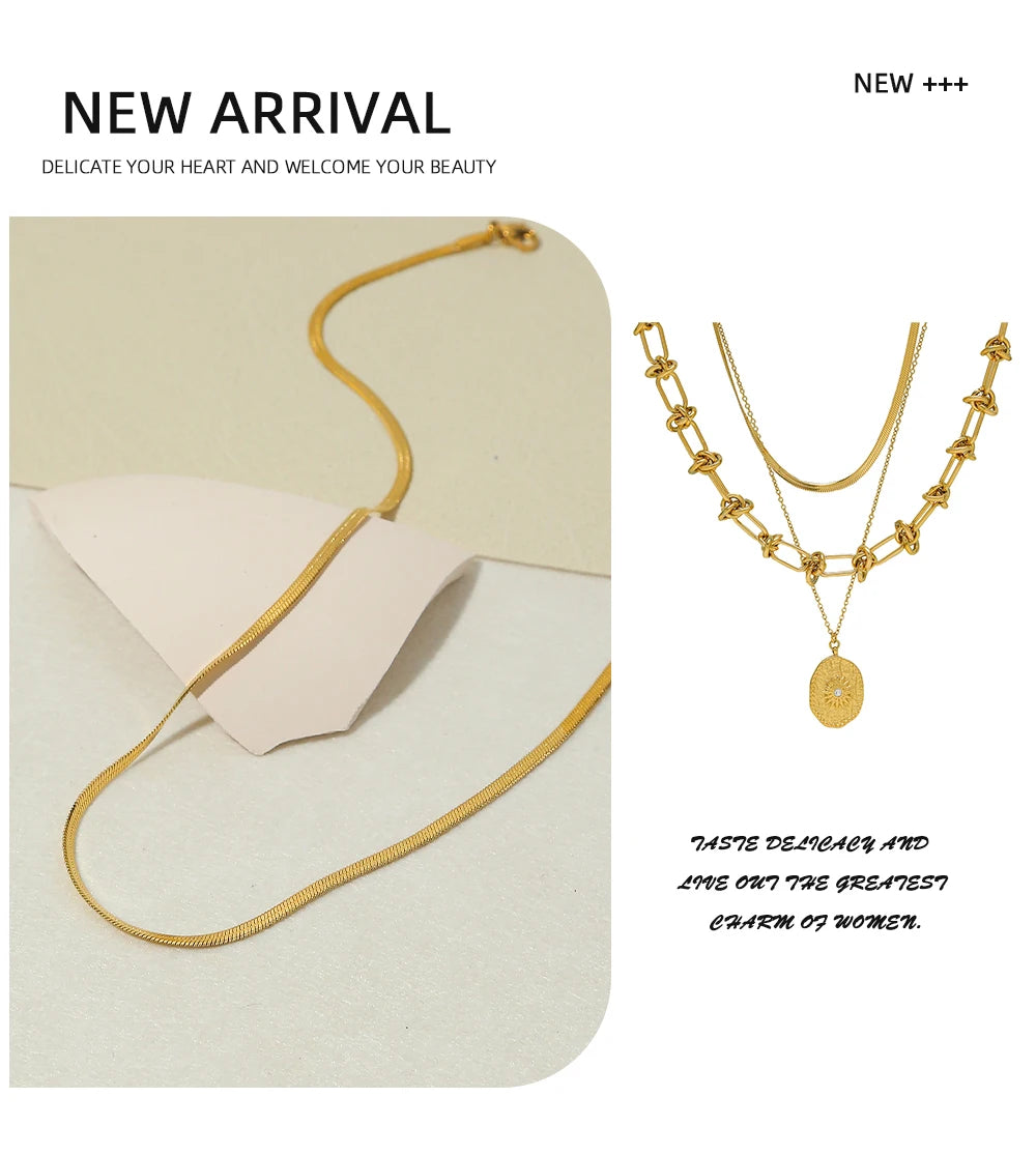 Vintage Chain Snake Chain Choker Layered Necklace — 316L Stainless Steel · PS408