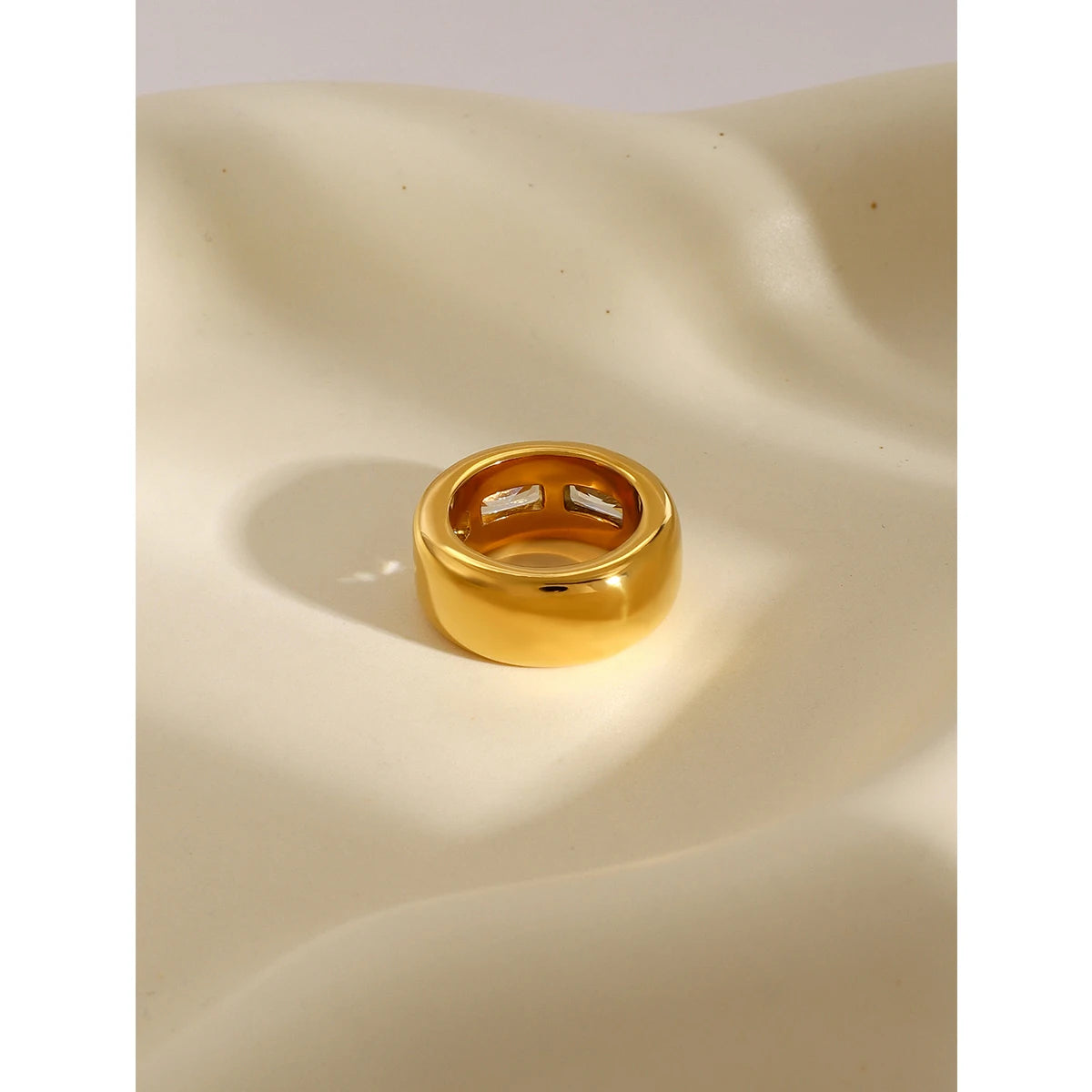 CZ Square Ring — Stainless Steel · PS287