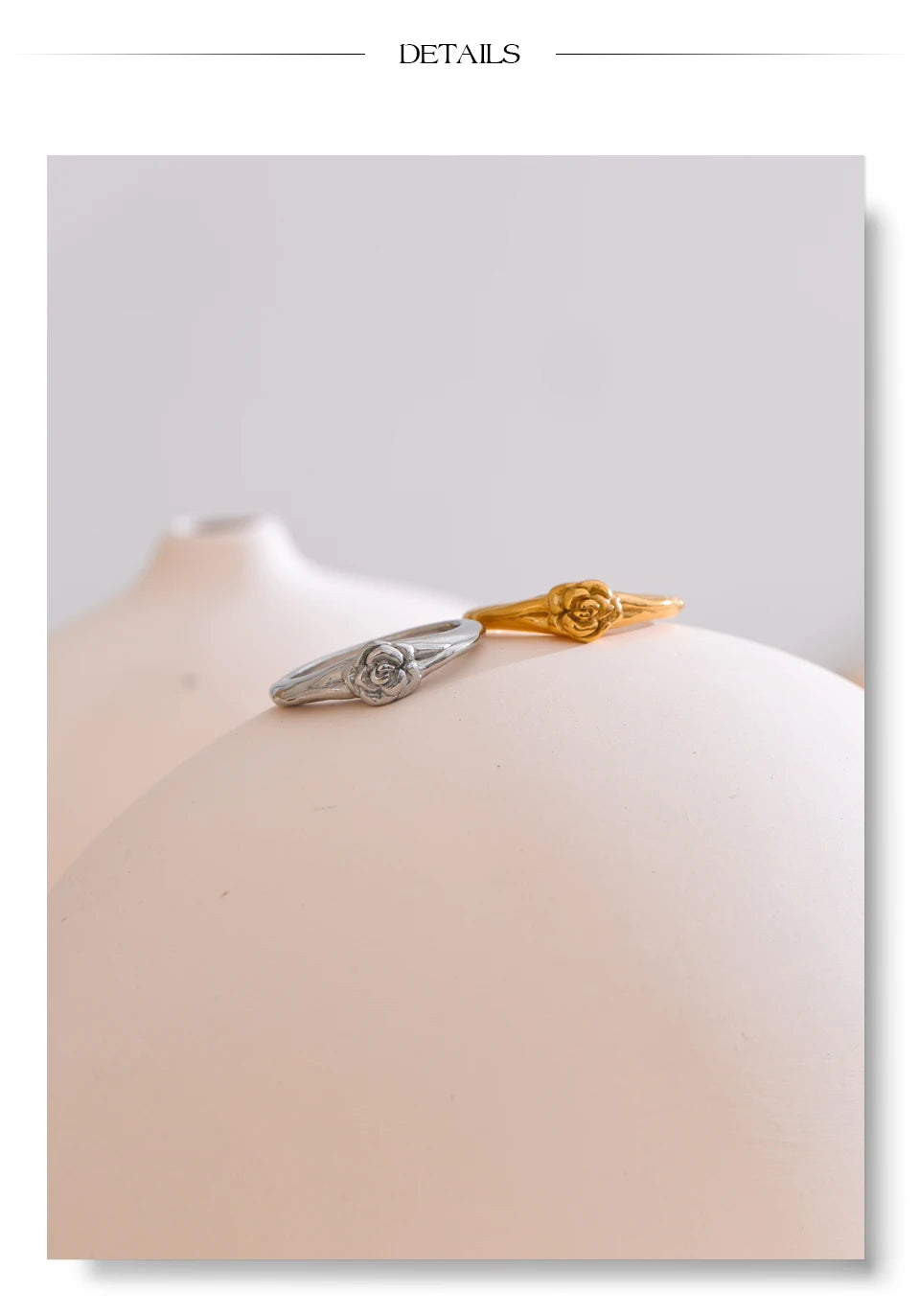Flower geometric ring in 18K gold-plated stainless steel.