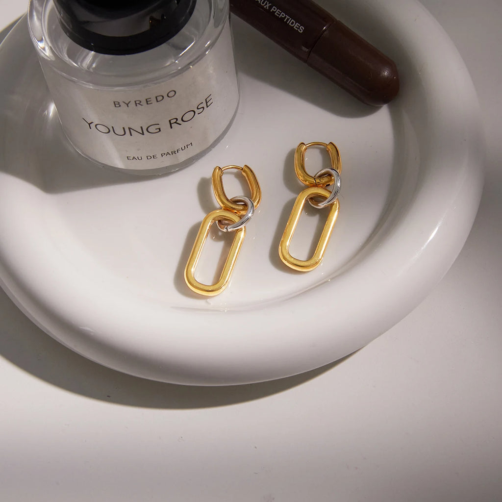 Paperclip Chain Drop Earrings — Stainless Steel · PS116