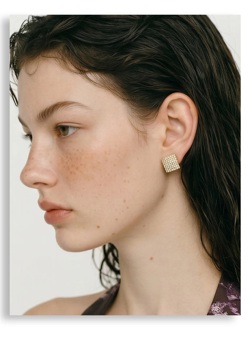 Cubic Zirconia Geometric Earrings — Gold-Plated Stainless Steel with Cubic Zirconia · PS1142