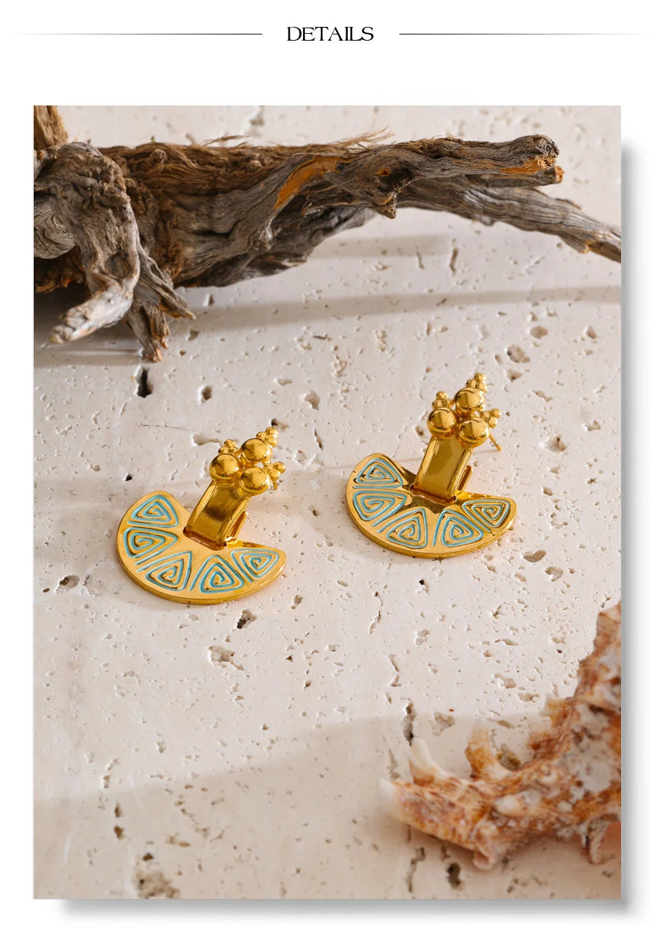 Enamel Vintage Geometric Earrings — Gold-Plated Stainless Steel with Enamel · PS2147