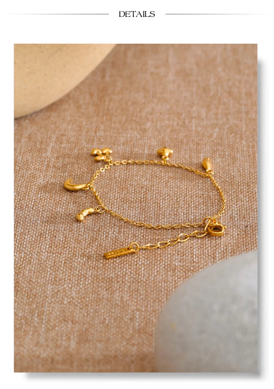 Star Moon Geometric Bracelet — Gold-Plated Stainless Steel · PS1126