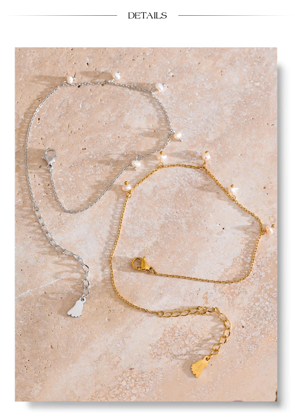 Freshwater pearl geometric chain necklace in gold-plated stainless steel with freshwater pearl.