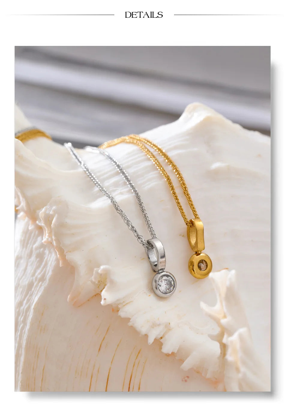 Cubic zirconia geometric necklace in gold-plated stainless steel with cubic zirconia.