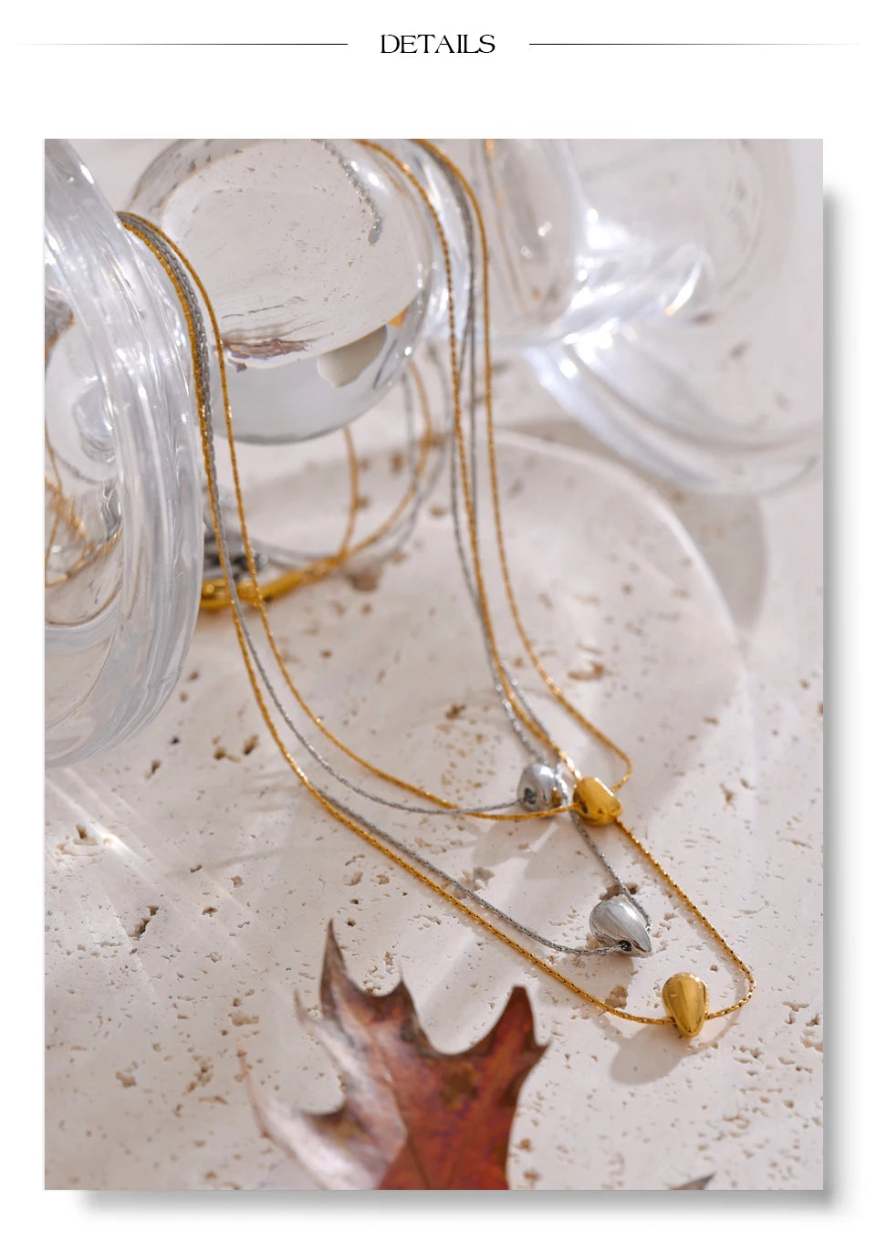 Chain layered necklace in gold-plated stainless steel.