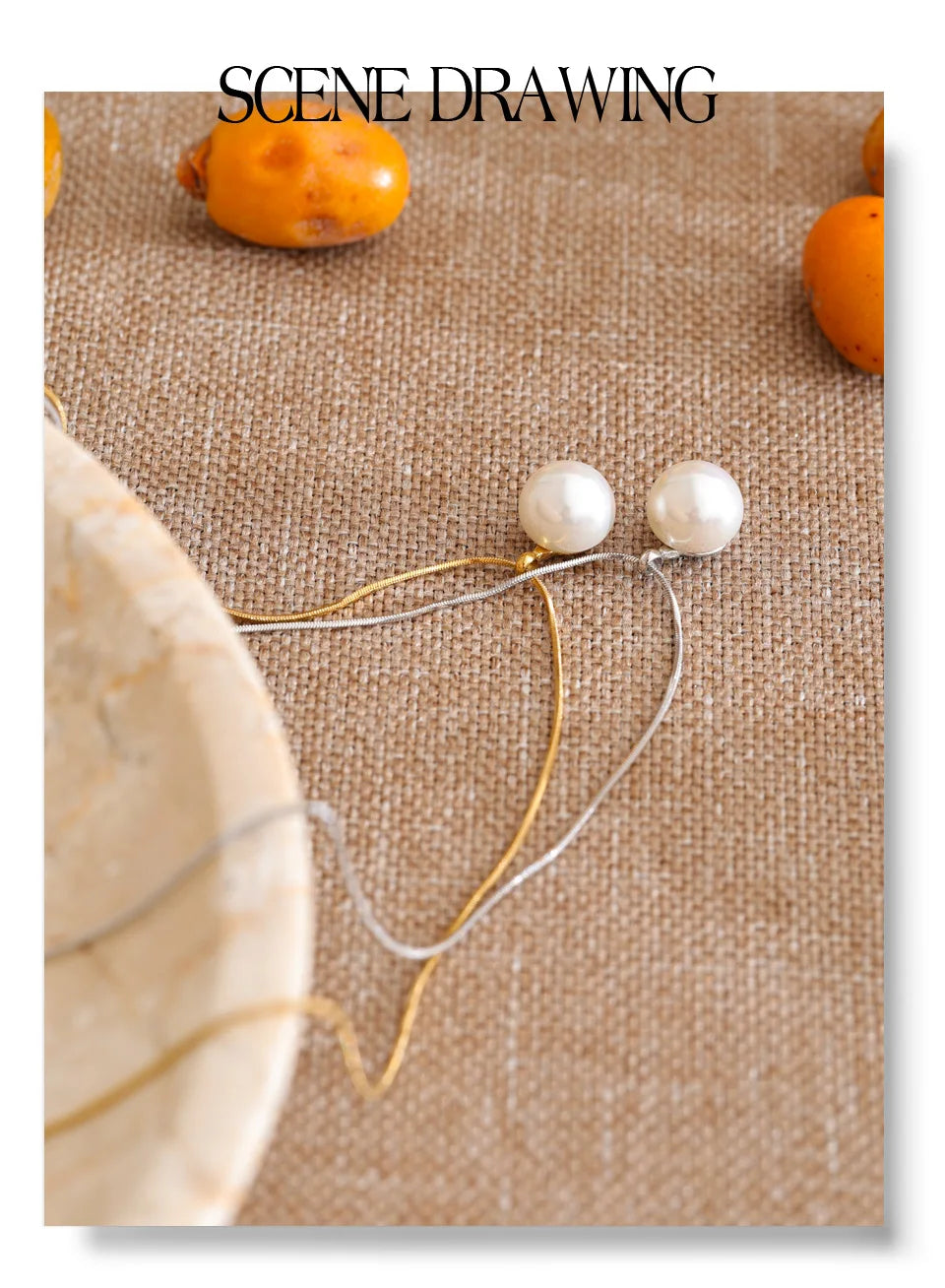 Pearl coin geometric necklace in gold-plated stainless steel with pearl.