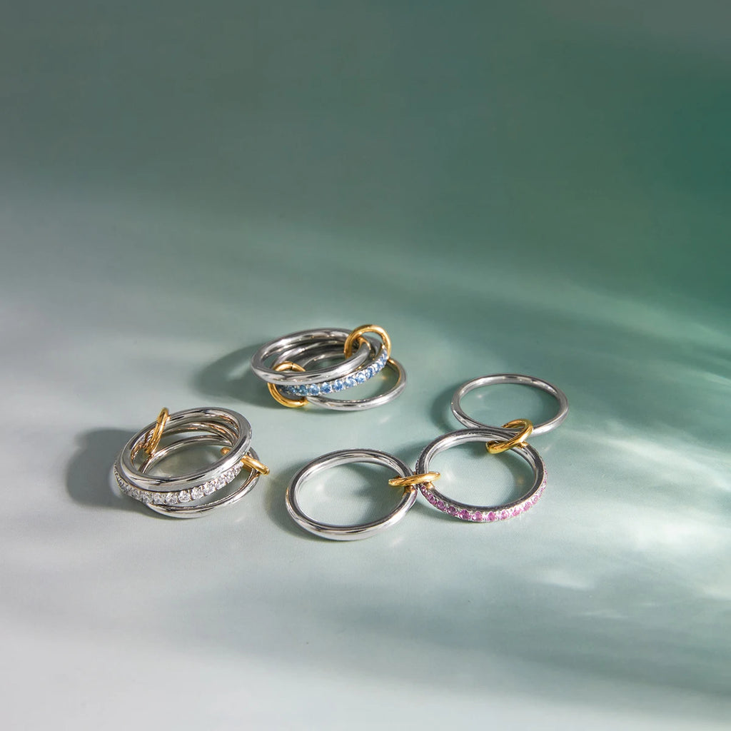 Two-Tone Crystal Ring — Stainless Steel · PS229