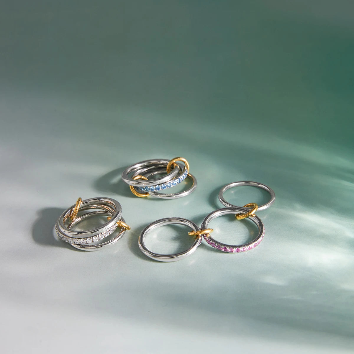 Two-Tone Crystal Ring — Stainless Steel · PS229