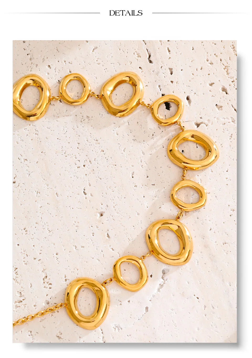 Cubic zirconia geometric chain necklace in gold-plated stainless steel with cubic zirconia.