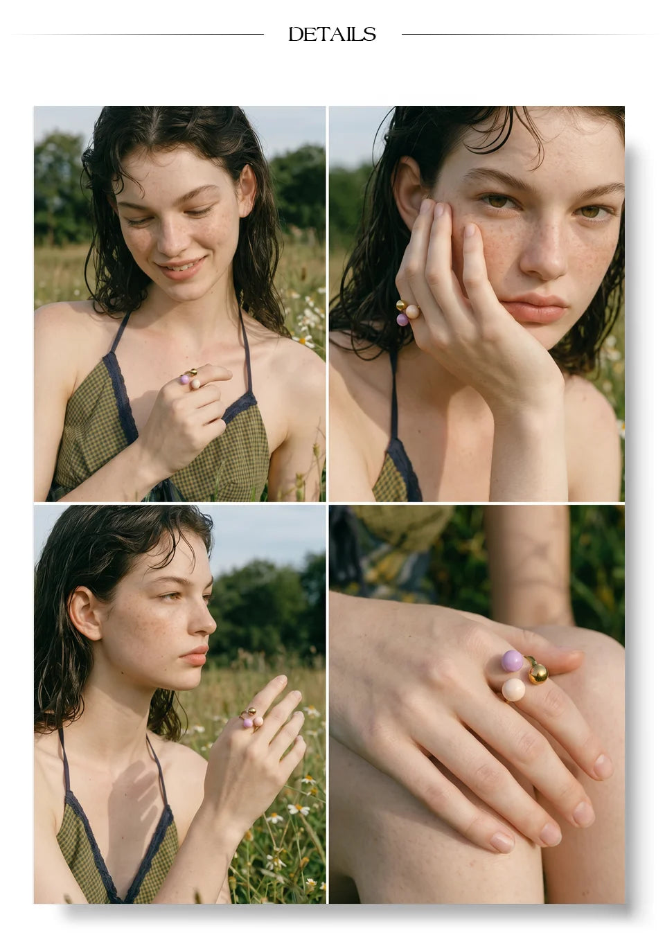 Enamel multi-color geometric ring in 18K gold-plated stainless steel with enamel.