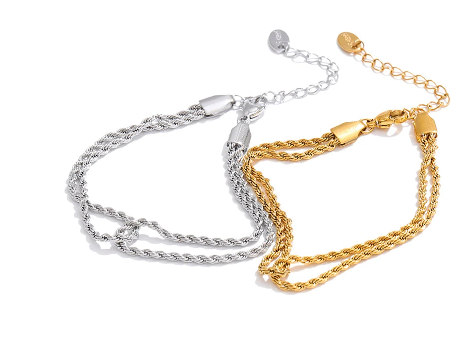 Geometric Chain Bracelet — Gold-Plated Stainless Steel · PS1027