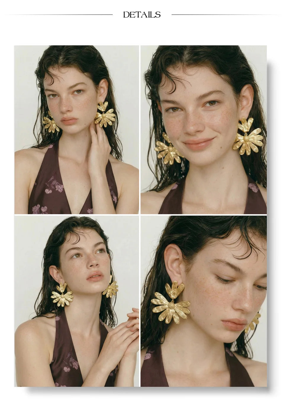 Flower Earrings — Gold-Plated Stainless Steel · PS1213