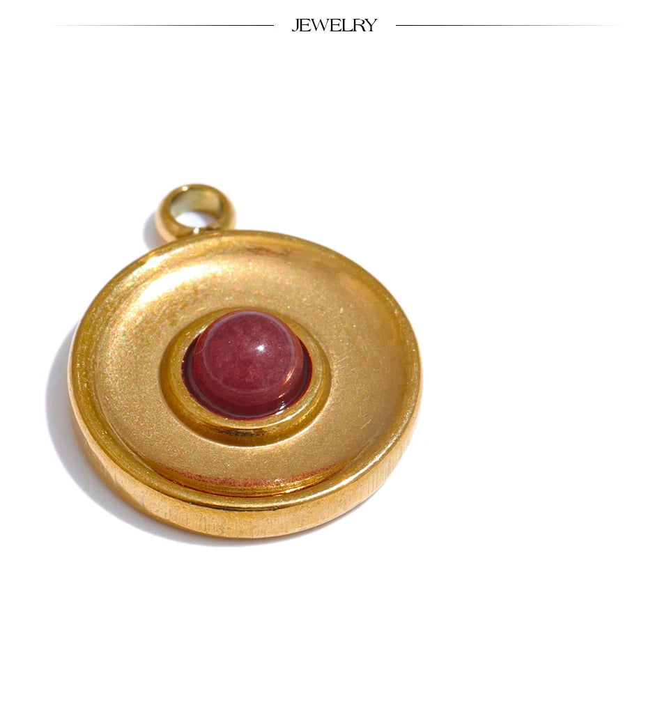 Natural Stone Geometric Earrings — Gold-Plated Stainless Steel with Natural Stone · PS1580