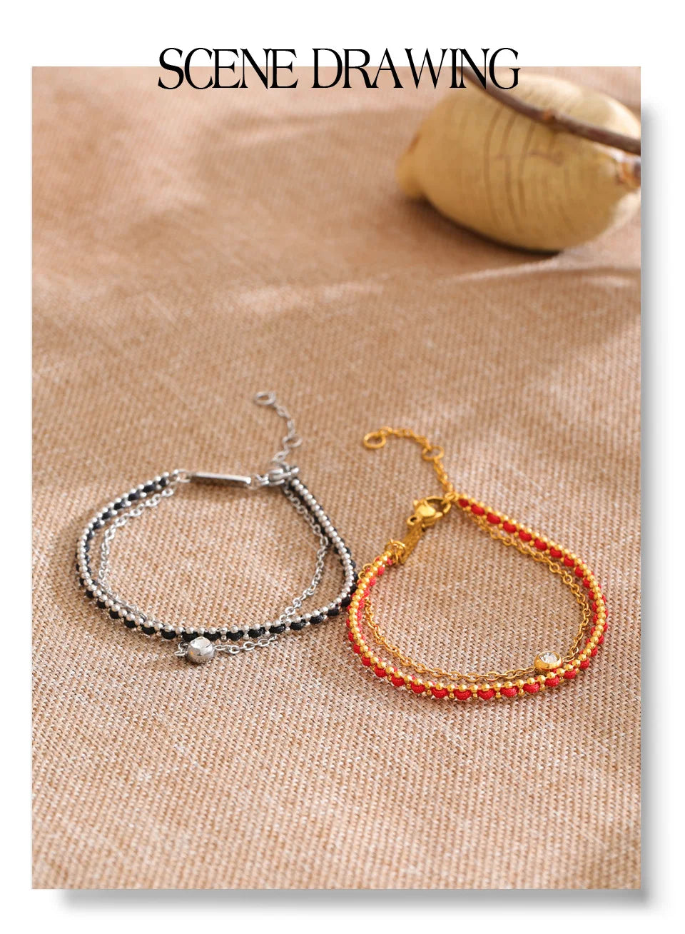 Black Cubic Zirconia Chain Bracelet — Gold-Plated Stainless Steel with Cubic Zirconia · PS1006