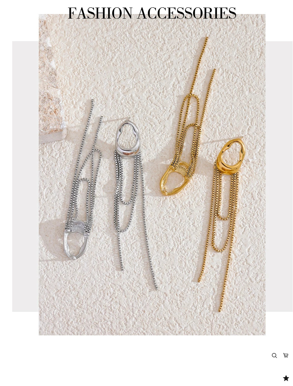 Geometric chain earrings in gold-plated 316L stainless steel.