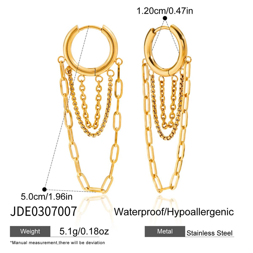 Chain Link Hoop Earrings — Stainless Steel · PS090