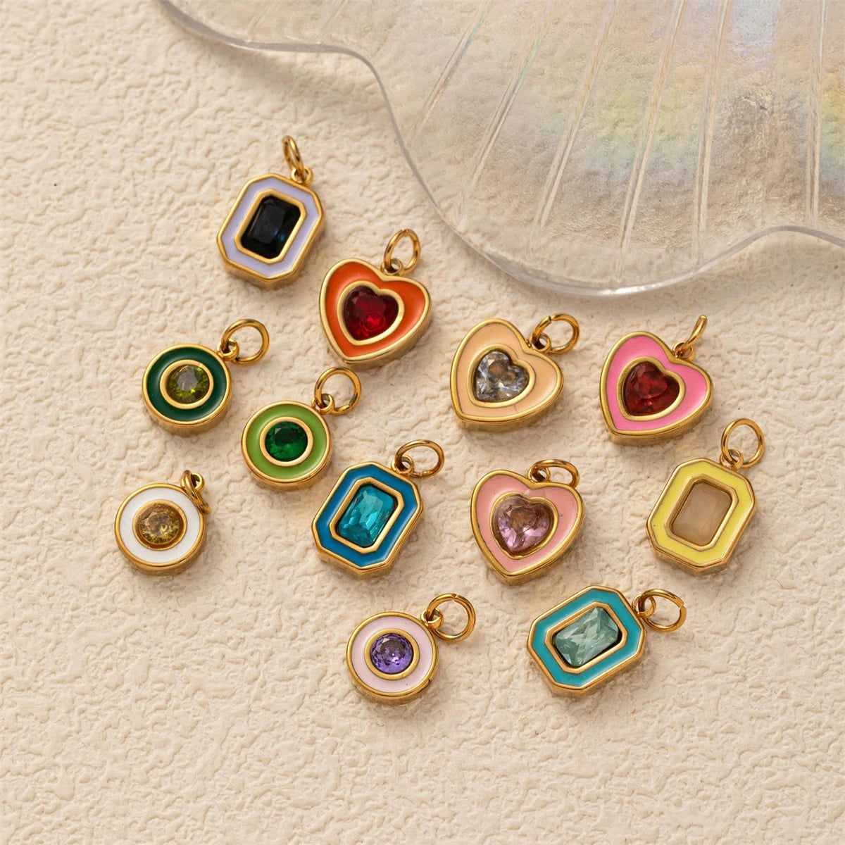 【DIY Pendant】Stainless Steel Birthstone Charm Pendant - PS008