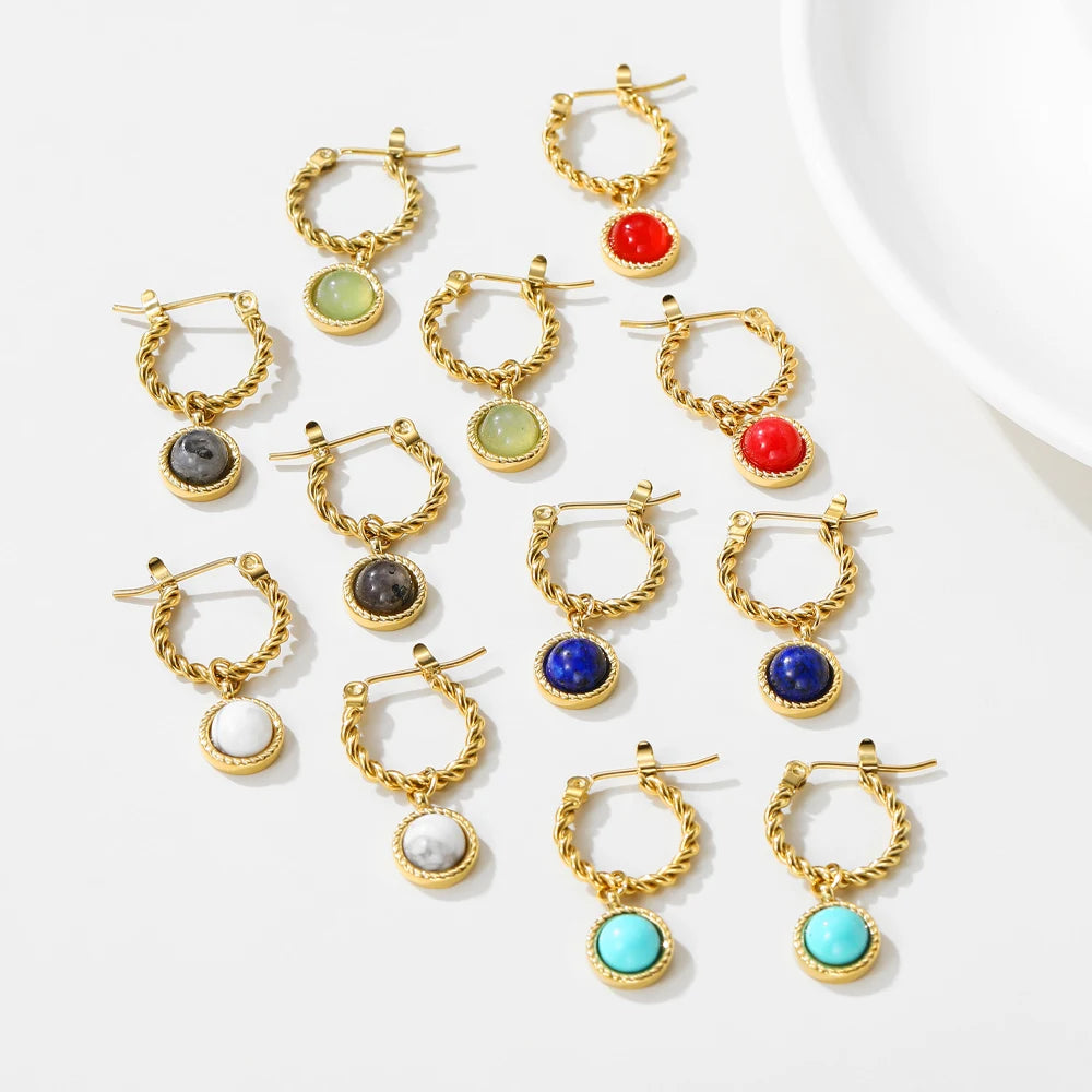 Lapis Lazuli Opal Drop Earrings — 316L Stainless Steel · PS436
