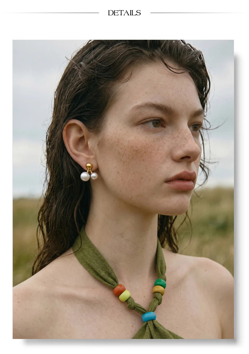 Pearl geometric earrings in gold-plated stainless steel with pearl.