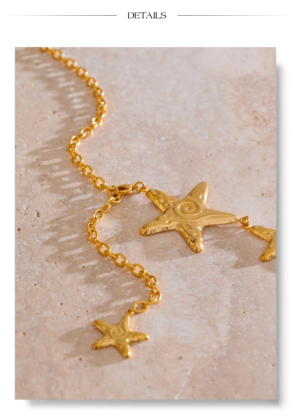 Star chain necklace in gold-plated stainless steel.