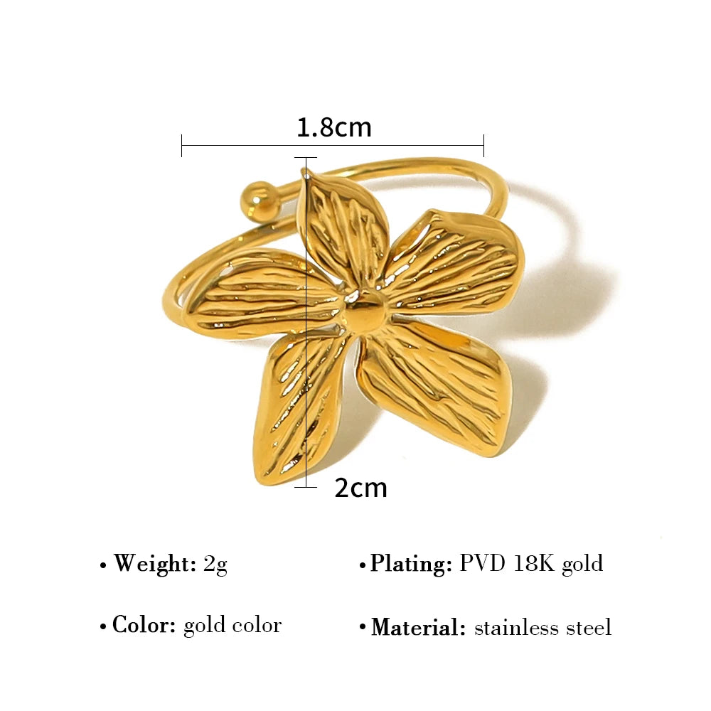 Irregular Flower Ring Vintage Adjustable — 316L Stainless Steel · PS445