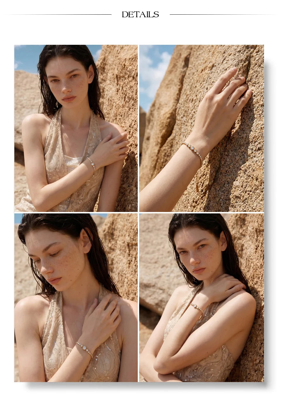 Cubic zirconia geometric chain necklace in gold-plated stainless steel with cubic zirconia.