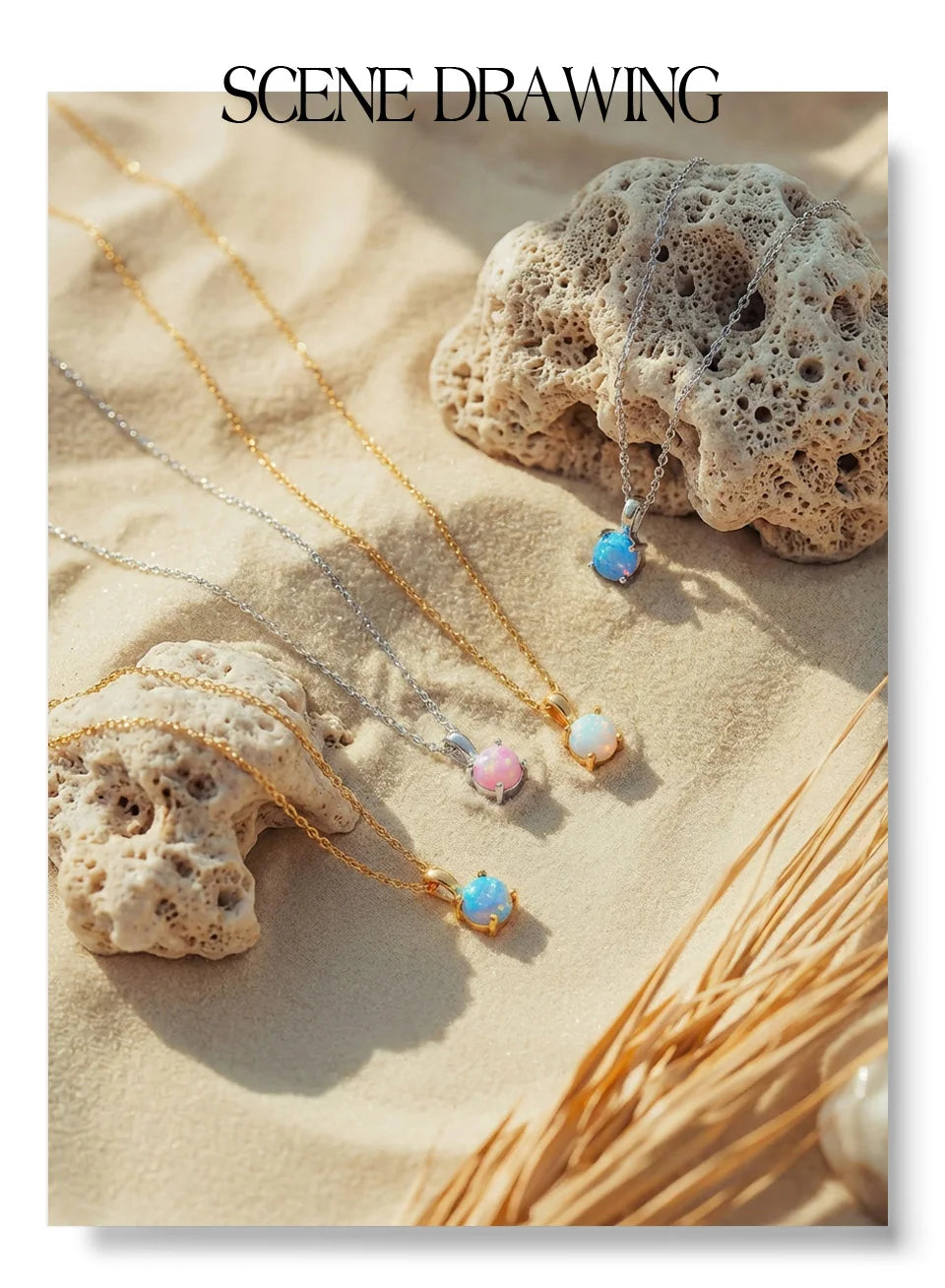 Natural stone geometric necklace in gold-plated stainless steel with natural stone.