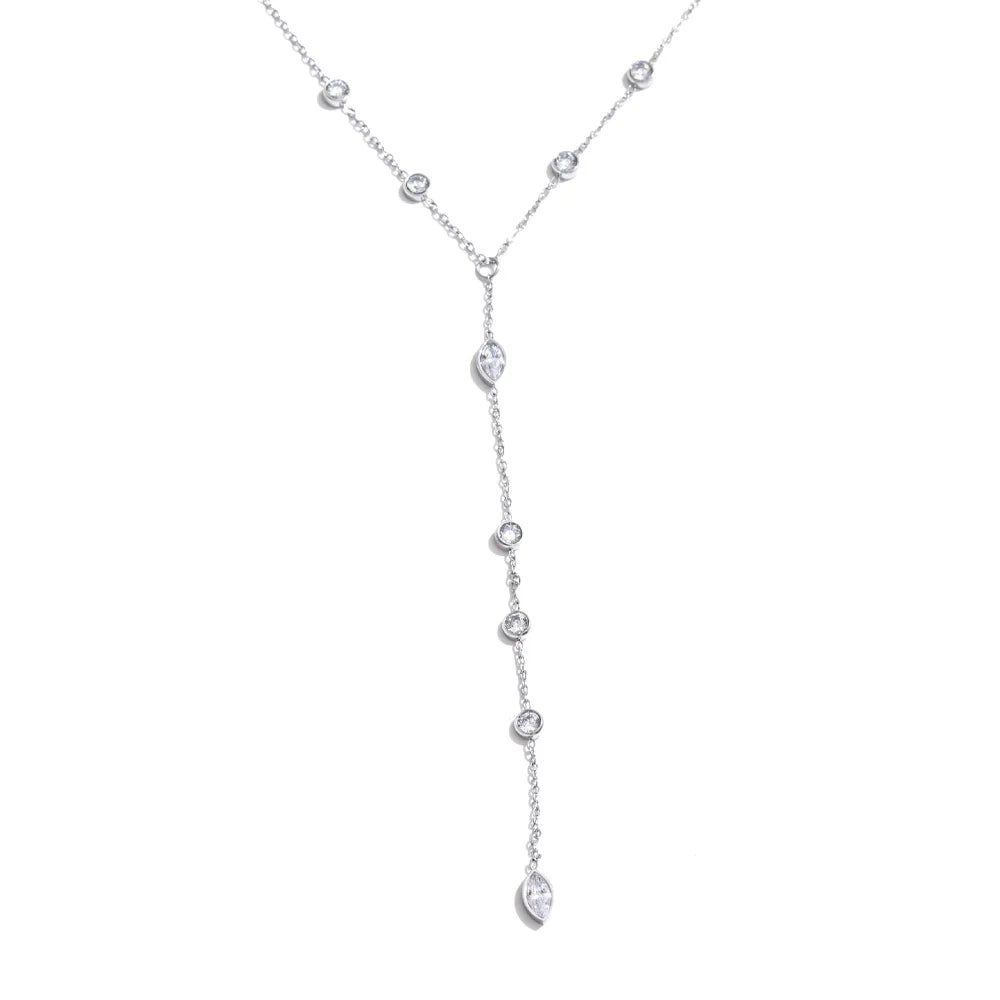 Cubic zirconia geometric chain necklace in gold-plated stainless steel with cubic zirconia.