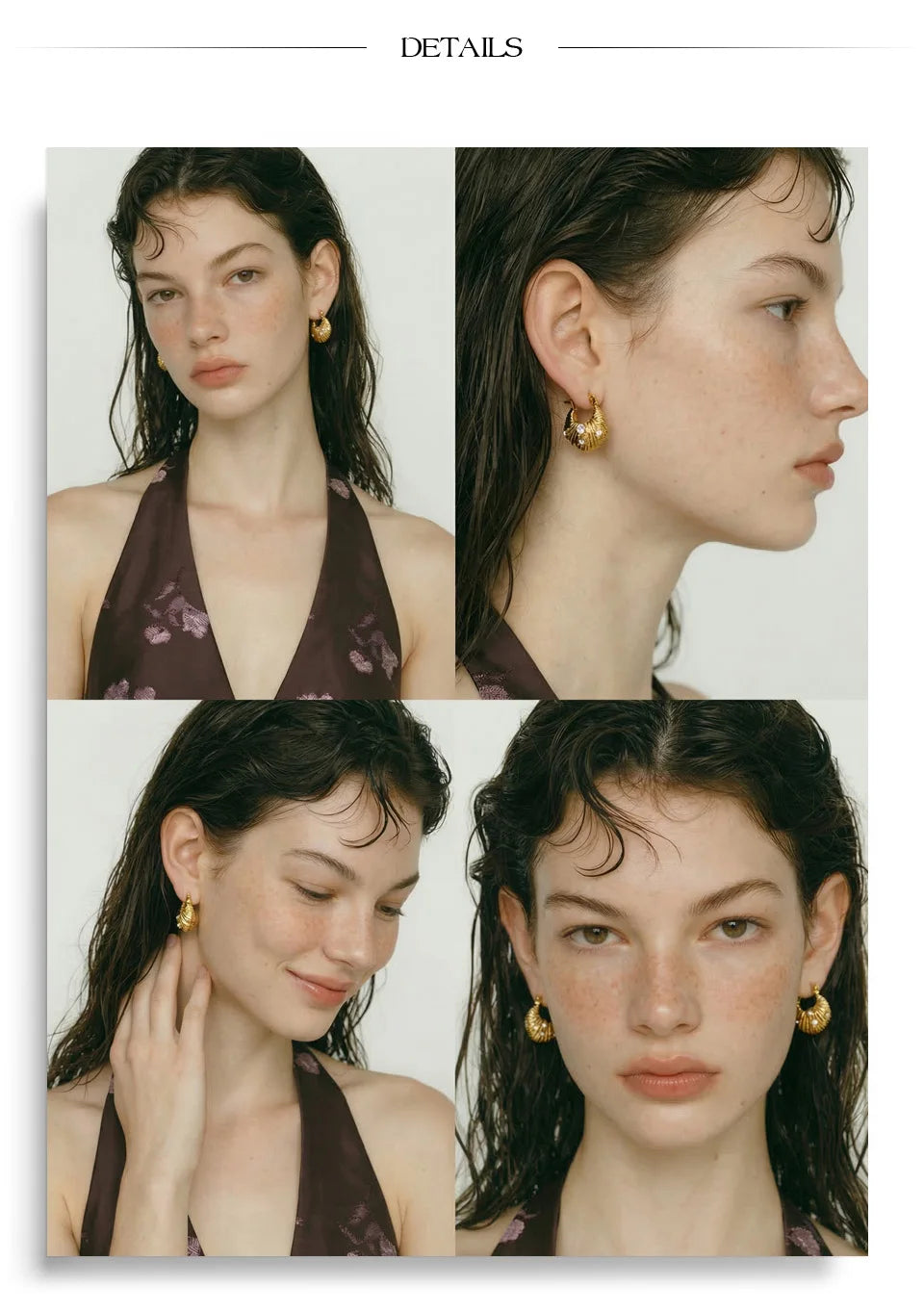 Cubic Zirconia Vintage Geometric Earrings — Gold-Plated Stainless Steel with Cubic Zirconia · PS1207