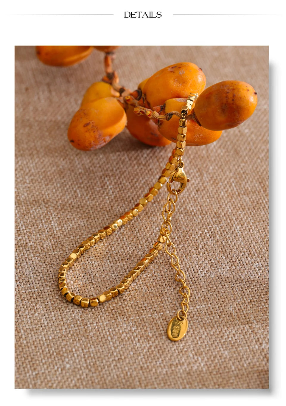 Beaded Geometric Chain Bracelet — Gold-Plated Stainless Steel · PS1030