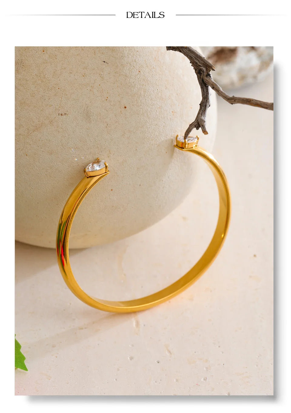 Cubic Zirconia Geometric Bracelet — Gold-Plated Stainless Steel with Cubic Zirconia · PS1592