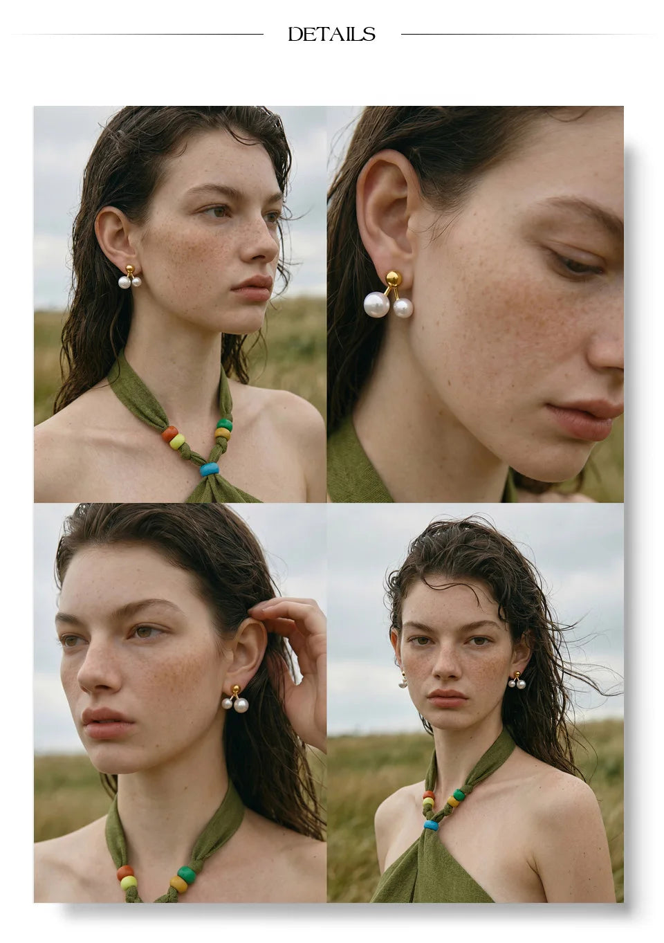 Pearl geometric earrings in gold-plated stainless steel with pearl.