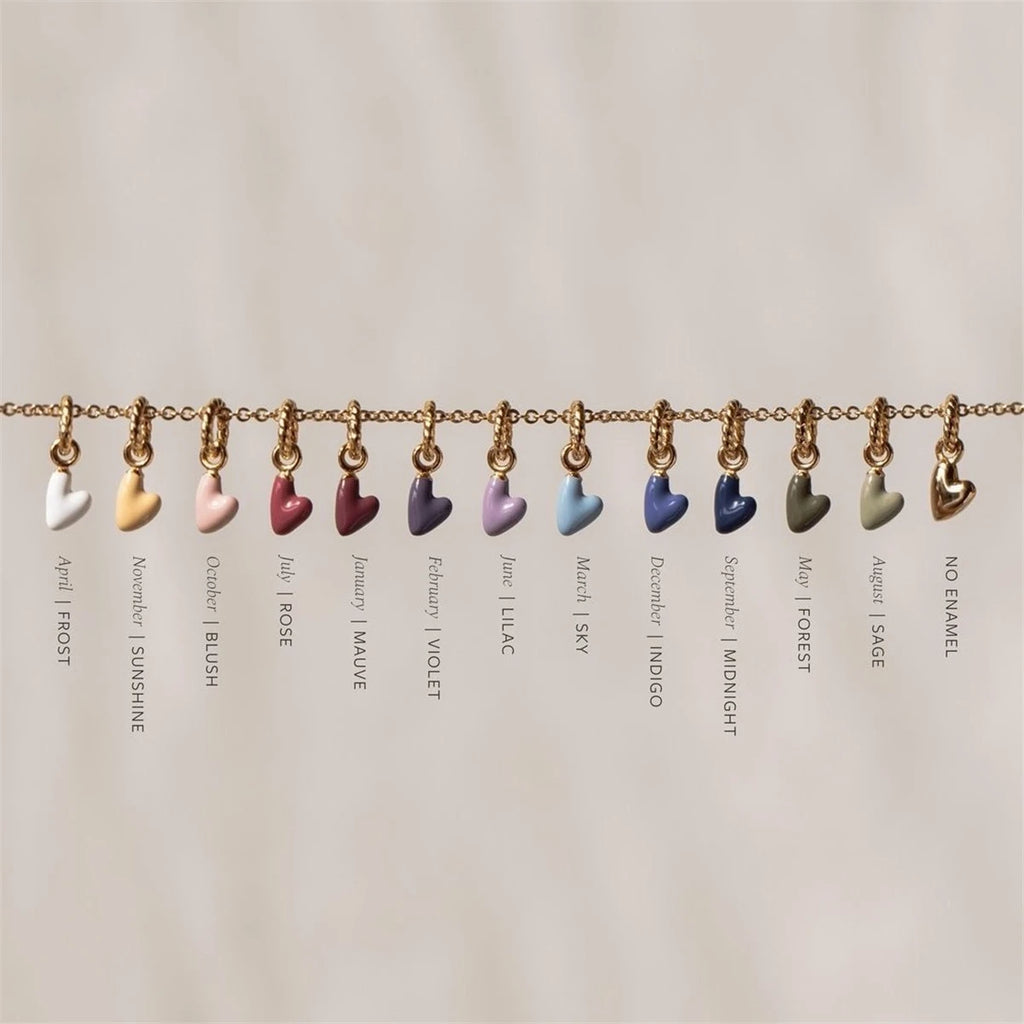 【DIY Pendant】Stainless Steel Birthstone Heart Charm Pendant - PS004