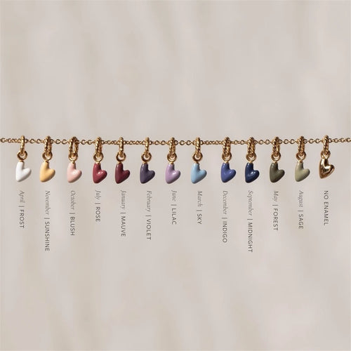 【DIY Pendant】Stainless Steel Birthstone Heart Charm Pendant - PS004