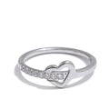 Cubic zirconia heart cross ring in 18K gold-plated stainless steel with cubic zirconia.