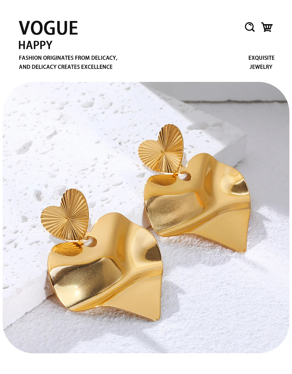 Drop Earrings Irregular Heart Retro — 316L Stainless Steel · PS400