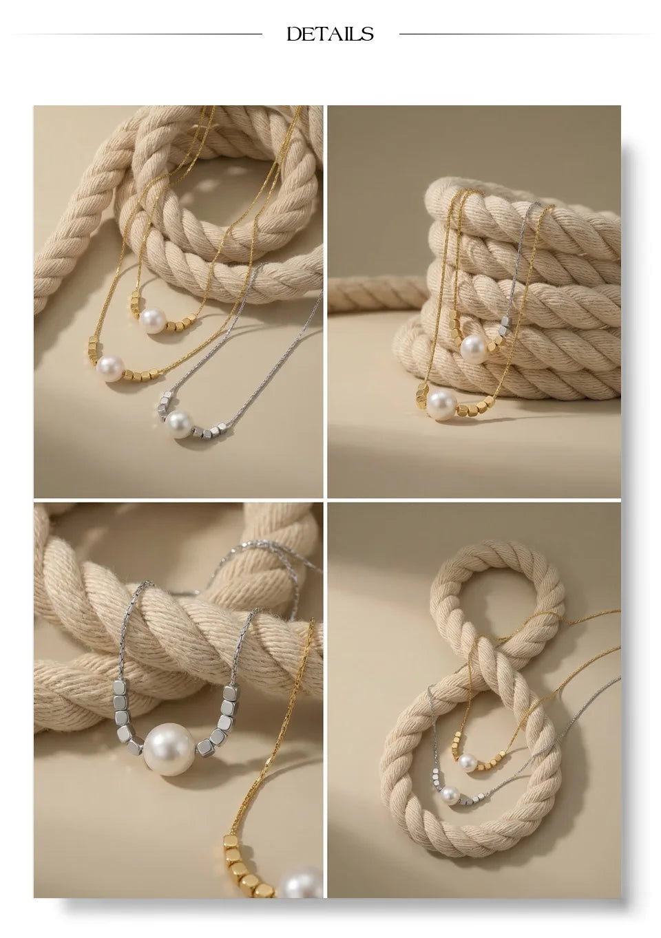 Freshwater pearl geometric necklace in gold-plated stainless steel with freshwater pearl.