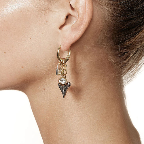 Crystal Heart Drop Earrings — Stainless Steel